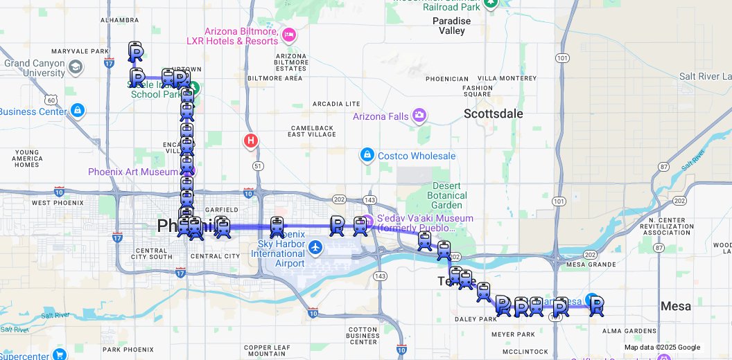 tekjava's tweet card. Map of the Phoenix Light Rail route including stations. See more METRO maps at: http://raillife.com/light-rail-info/phoenix-light-rail-map/