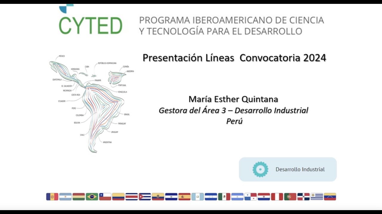 Programa_CYTED's tweet card. Convocatoria CYTED 2024 - Desarrollo Industrial - Maria Quintana