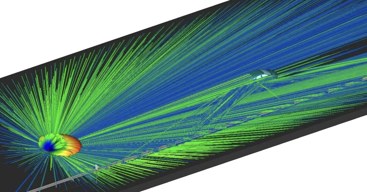 RemcomSoftware's tweet card. WaveFarer® specializes in diffuse scattering for millimeter wave applications like automotive radar. It reveals interactions with surface roughness for unparalleled precision.