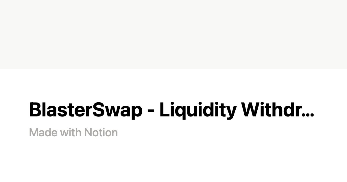 BlasterSwap's tweet card. Withdraw from V2