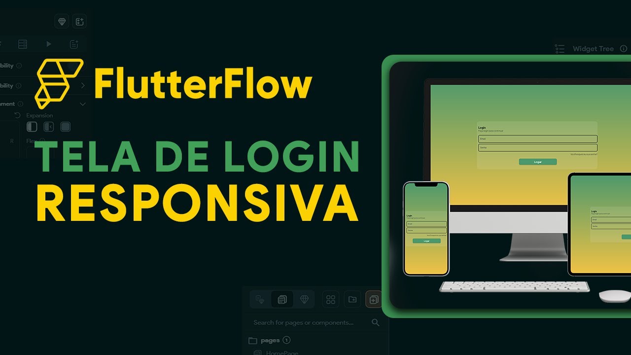 flutterflowbr's tweet card. FLUTTERFLOW NA PRÁTICA: COMO CRIA TELA DE LOGIN RESPONSIVA