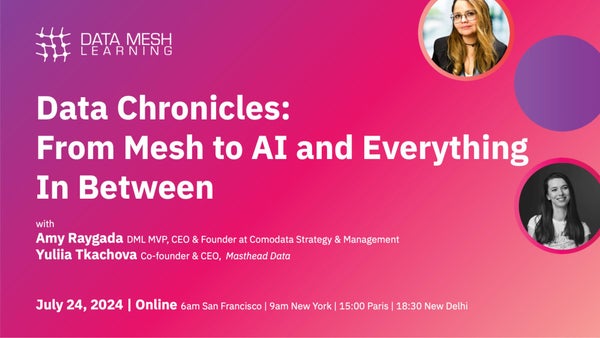 data_mesh_learn's tweet card. **Hosts:** **[Amy Raygada](https://www.linkedin.com/in/amy-raygada/)**, CEO & Founder, Cosmodata Strategy & Management **[Yuliia Tkachova](https://www.linkedin.com/in/yulii