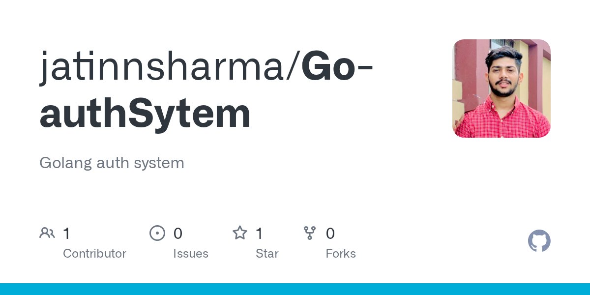 Jatin1720's tweet card. Golang auth system. Contribute to jatinnsharma/Go-authSytem development by creating an account on GitHub.