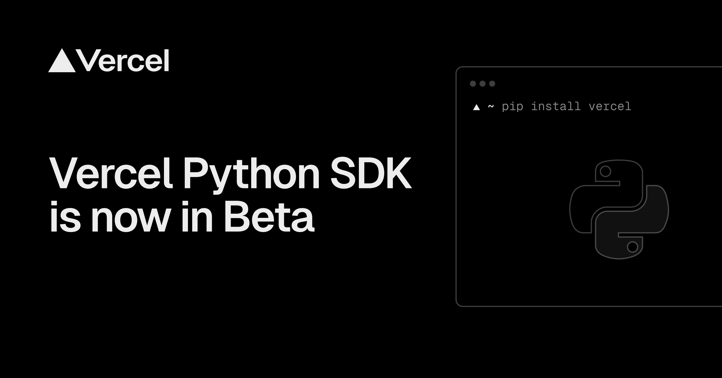 vercel_dev's tweet card. Vercel now has a native Python library hosted on PyPI to simplify tasks such as executing code on Vercel Sandboxes, transferring objects to Vercel Blob, working with the Runtime Cache and retrieving...