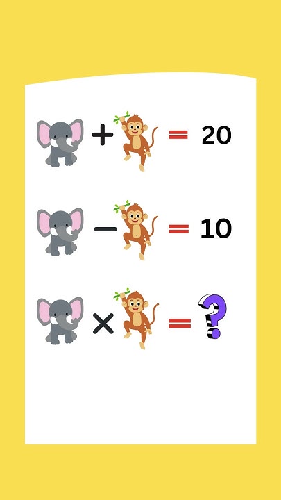 MathProblemz's tweet card. Add, Subtract, Multiply — Elephant Style! 🐘 + 🐒 = ?