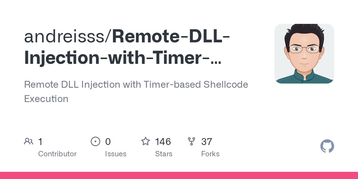 HackGitToolkit's tweet card. Remote DLL Injection with Timer-based Shellcode Execution - andreisss/Remote-DLL-Injection-with-Timer-based-Shellcode-Execution