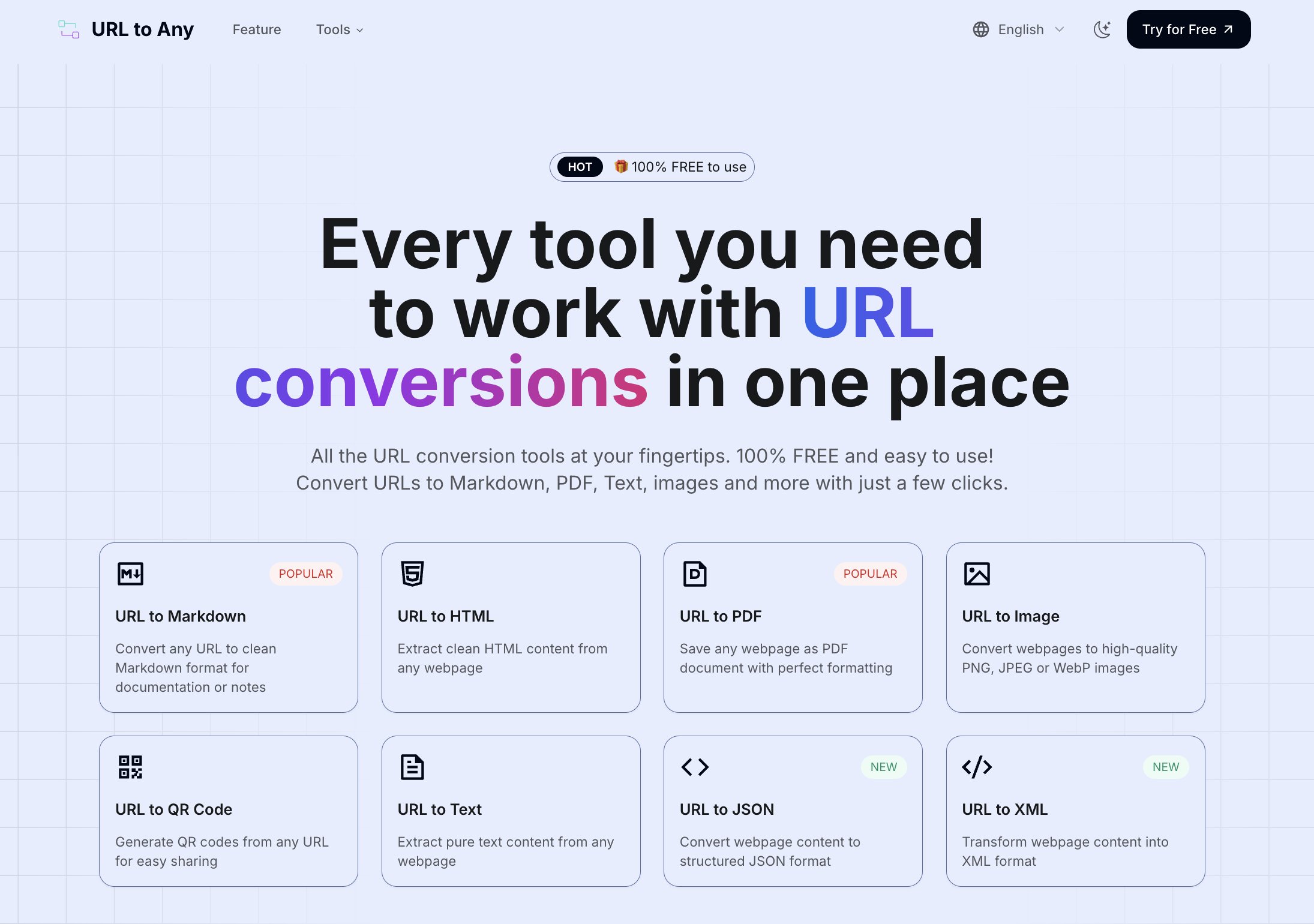 csslab's tweet card. URL to Any provides various URL conversion tools to transform web content into Markdown, PDF, images, and more formats.