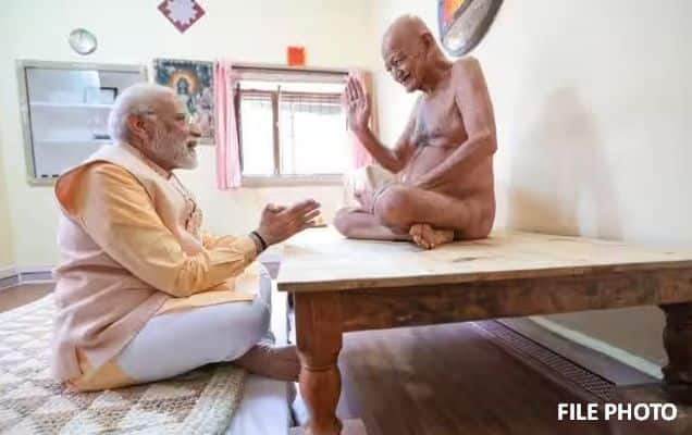 narendramodi's tweet card. PM Modi paid tributes to Sant Shiromani Acharya Shri 108 Vidhyasagar Ji Maharaj Ji. The PM said, "Sant Shiromani Acharya Shri 108 Vidhyasagar Ji Maharaj Ji attained Samadhi and left us all saddened....