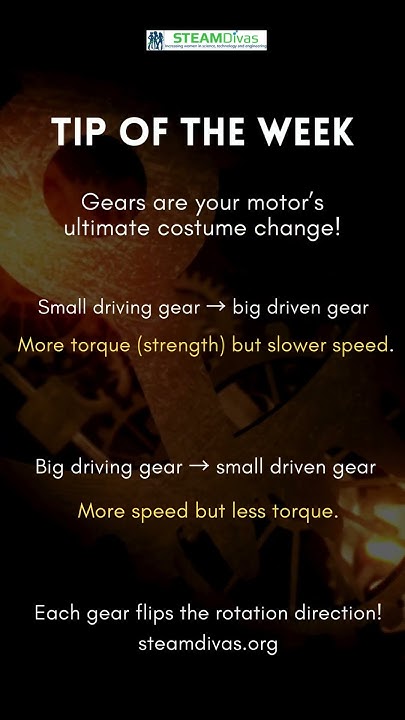 SteamDivas's tweet card. Tip of the Week: Gears – Your Motor’s Best Disguise! #robotdiva...