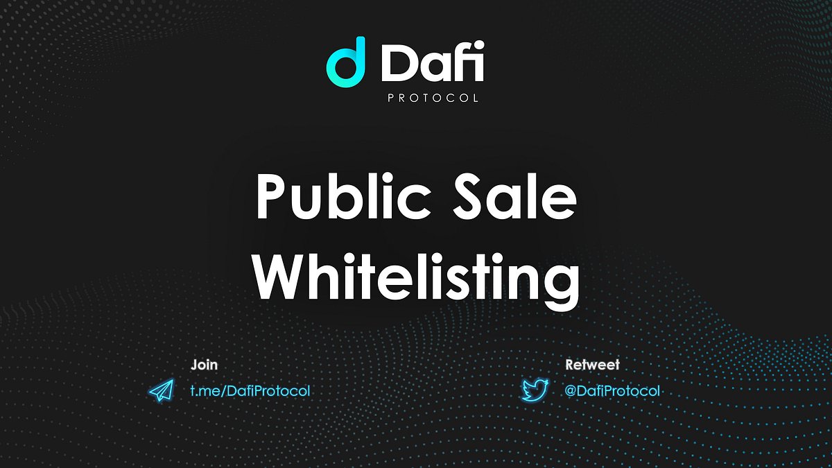 DafiProtocol's tweet card. We’re pleased to announce that the DAFI Protocol Public Whitelisting is now open. Merit Round applications will start on 10th of March…
