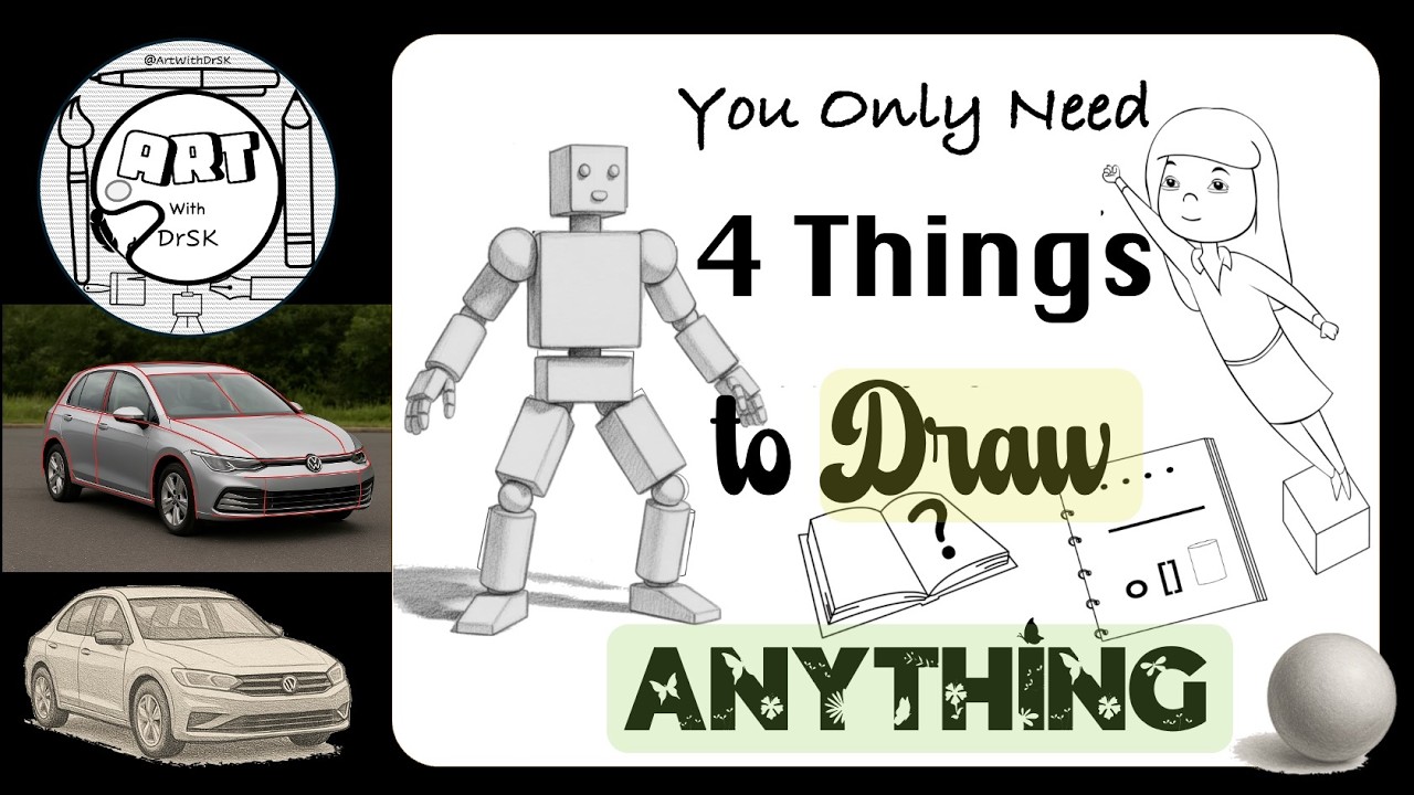 seemakumar9's tweet card. You Only Need 4 Things to Draw ANYTHING | Art Fundamentals Whiteboard...