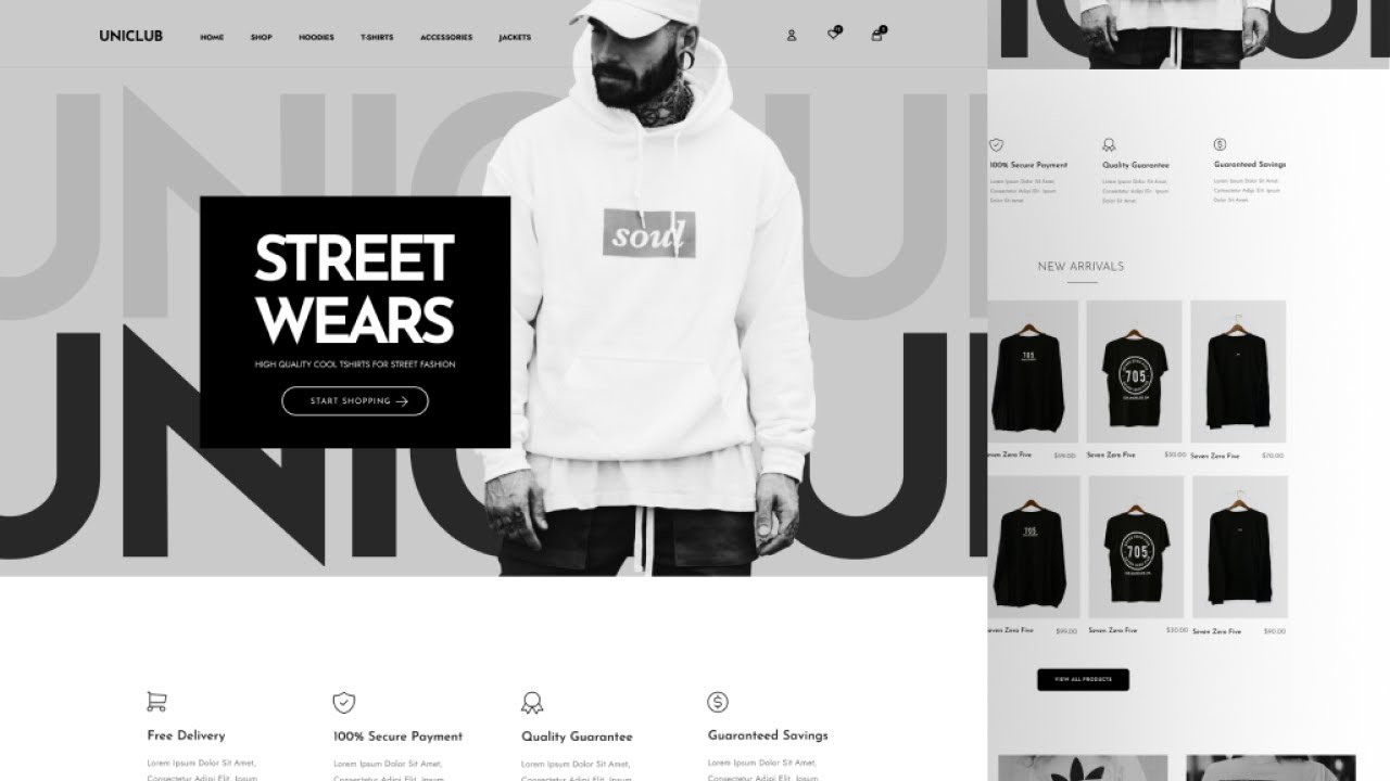 TemplatesJungle's tweet card. Uniclub | HTML CSS Website for Clothing Store | Source Code Free