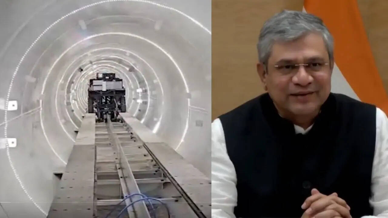 timesnowbatmya's tweet card. India's First Hyperloop Test Track Ready: भारतातील पहिला हायपरलूप टेस्ट ट्रॅक पूर्णपणे तयार झाला असून याद्वारे प्रवाशांना लवकरच दिल्ली ते जयपूर प्रवास करता येणार आहे. या ट्रॅकवरून धावणाऱ्या ट्रेनचा...