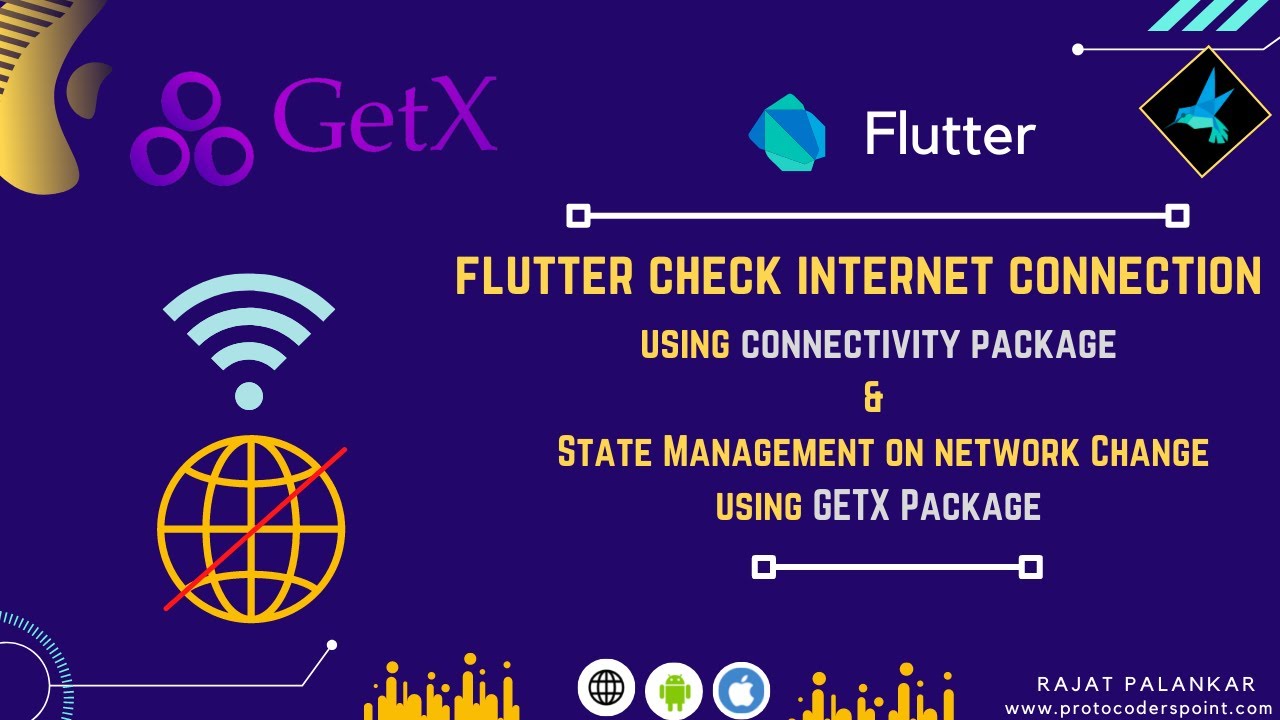 rajatpalankar's tweet card. GetX Flutter Check Internet connection - using flutter connectivity |...