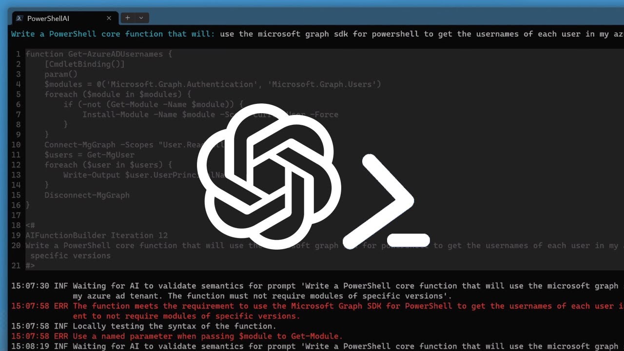 shaun_lawrie's tweet card. PowerShellAI - AI Function Builder