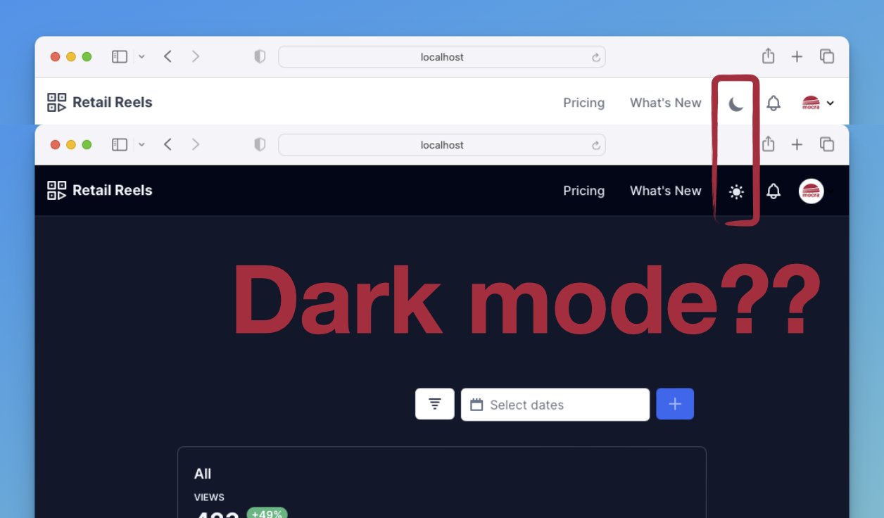 drnic's tweet card. How can we support dark and light CSS modes, using both system preferences and a dark mode switcher on our Jumpstart Pro apps? Or any Rails + Tailwind CSS + Stimulus JS app.