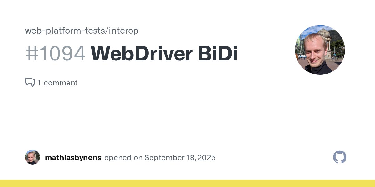 progfay's tweet card. Description WebDriver BiDi is a new protocol for browser automation. It extends the “classic” WebDriver protocol by introducing bidirectional communication. In place of the strict command/response ...