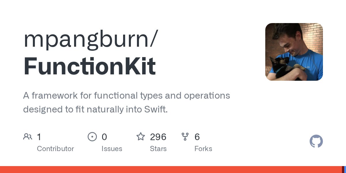 iOSCookies's tweet card. A framework for functional types and operations designed to fit naturally into Swift. - mpangburn/FunctionKit