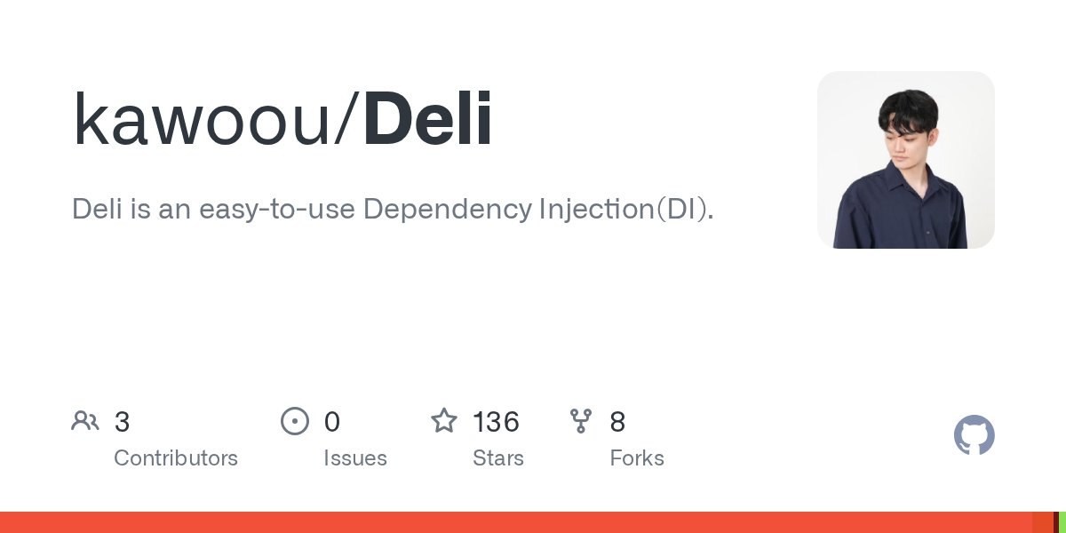 iOSCookies's tweet card. Deli is an easy-to-use Dependency Injection(DI). Contribute to kawoou/Deli development by creating an account on GitHub.