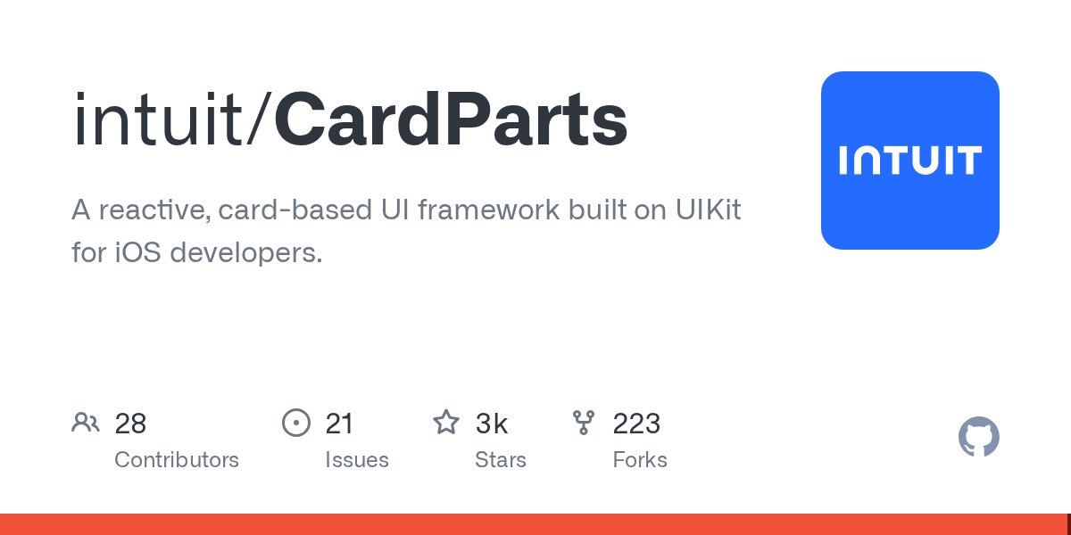 iOSCookies's tweet card. A reactive, card-based UI framework built on UIKit for iOS developers. - intuit/CardParts