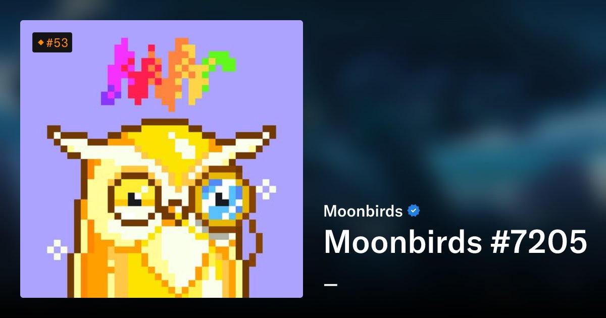 treecode's tweet card. Moonbirds is a home for creatives, dreamers, and collectors seeking real connection as we all contribute to the future of web3 art, culture, and technology. Moonbird art is entirely in-chain, meaning...