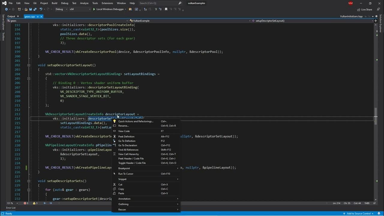 seamlessblend's tweet card. Vulkan API Discussion | gears.cpp 2 | setupDescriptorSetLayout() |...