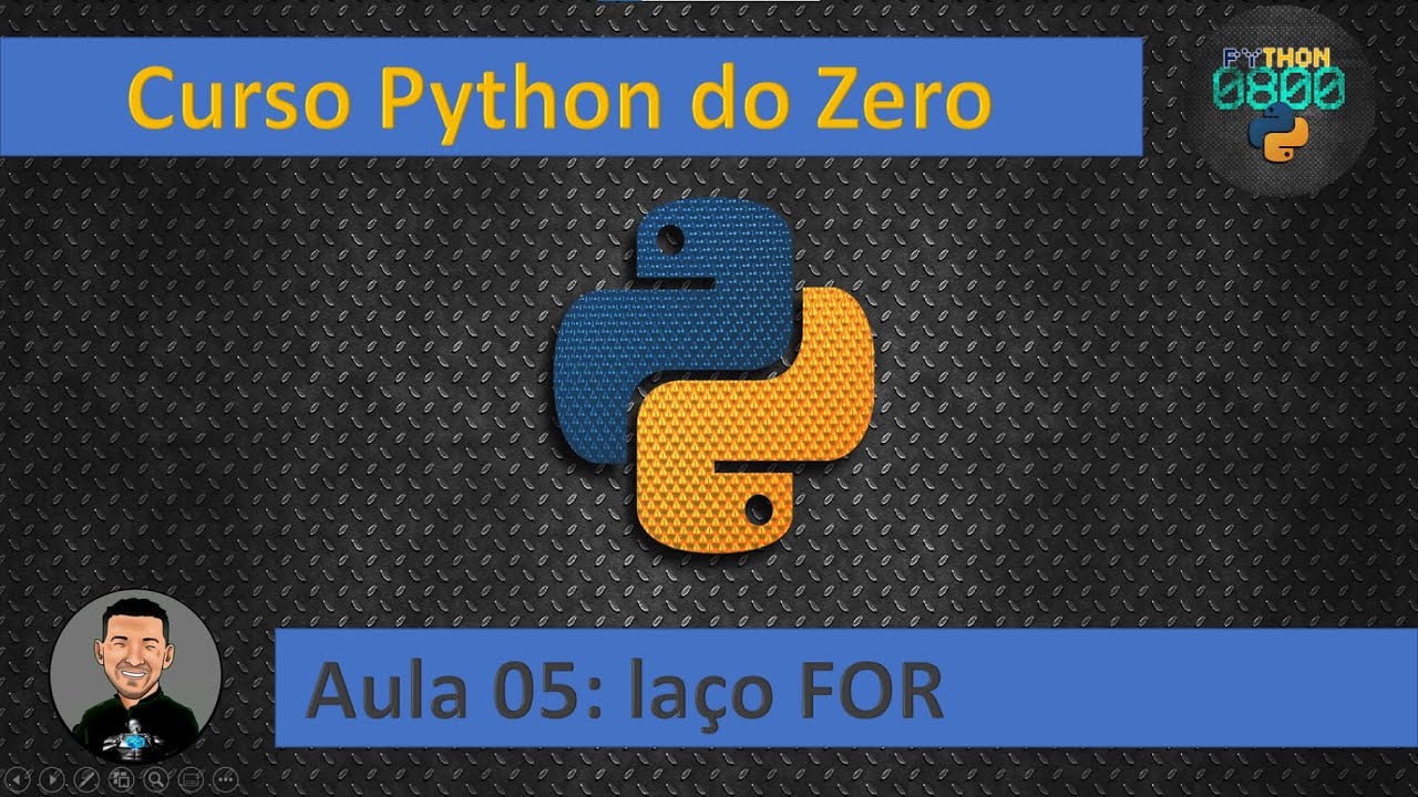 sandromesquita_'s tweet card. Curso de Python - Aula 05 - Laço de Repetição FOR em Python