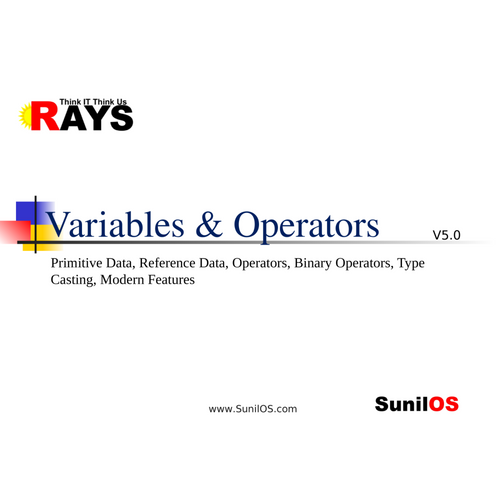 RaysTechnologi2's tweet card. JAVA Variables and Operators