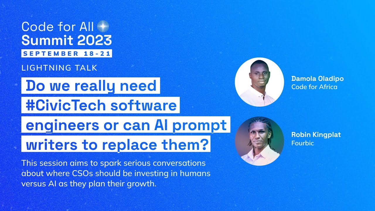 Code4Africa's tweet card. Lightning Talk | Do we really need #CivicTech software engineers or...