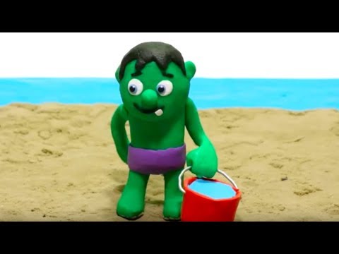 Acxoder's tweet card. SUPERHERO BABY ON THE BEACH! Play Doh Stop Motion and Cartoons For...
