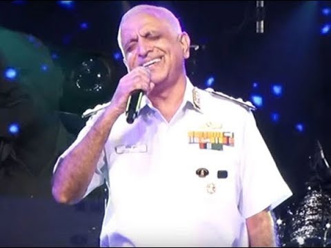 UtechProjects's tweet card. Commander in Chief: Vice Admiral Girish Luthra singing Ghar Se...