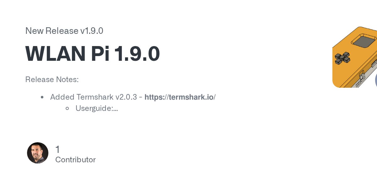 wlanpi's tweet card. Release Notes: Added Termshark v2.0.3 - https://termshark.io/ Userguide: https://github.com/gcla/termshark/blob/master/docs/UserGuide.md Added drivers for MediaTek mt76xx Wi-Fi chipsets (Ex. Ne...