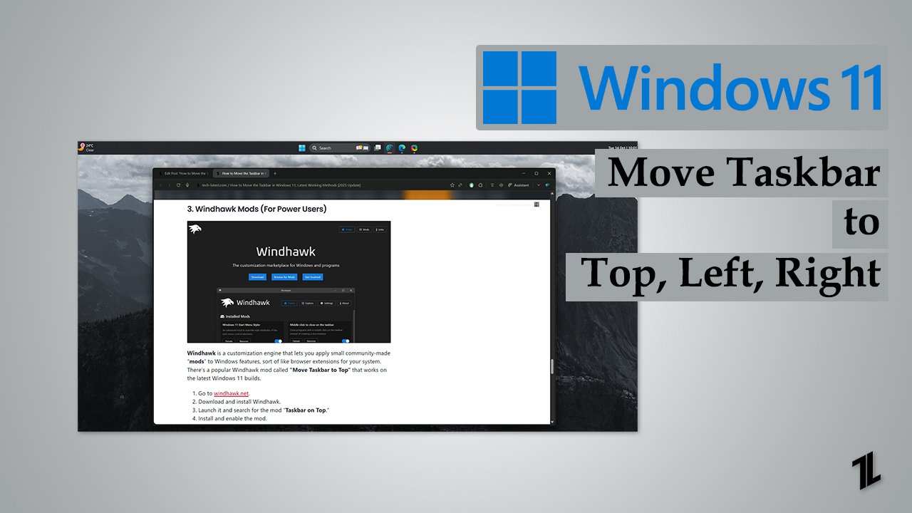 TechLatestOff's tweet card. When Windows 11 first came out, one of the biggest changes people noticed wasn't the icons or widgets; it was the Taskbar. For years, Windows users could drag