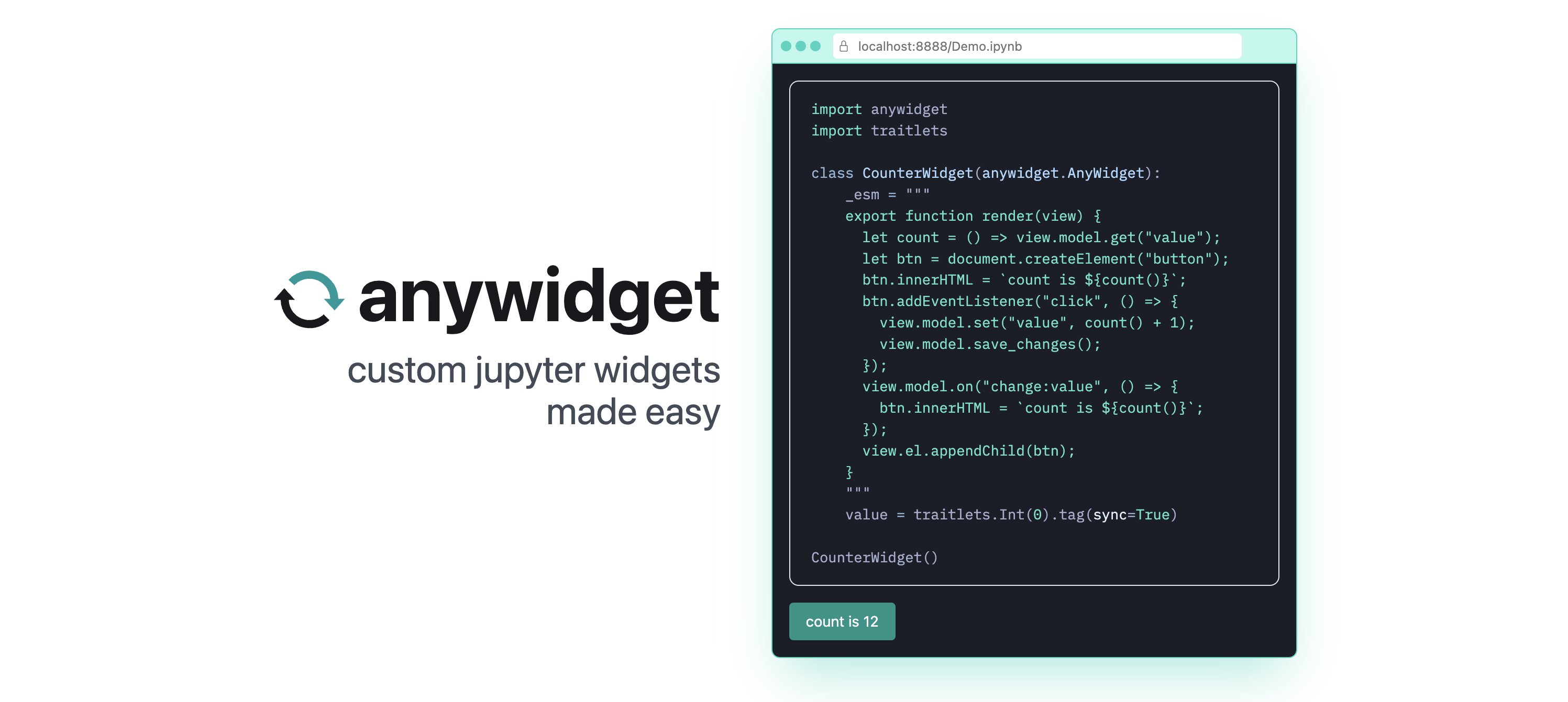 trevmanz's tweet card. Announcing anywidget v0.2: Modern Web Development in Jupyter