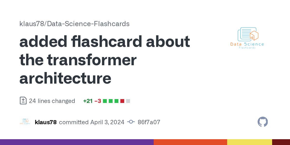 magicklaus's tweet card. added flashcard about the transformer architecture · klaus78/Data-Science-Flashcards@86f7a07