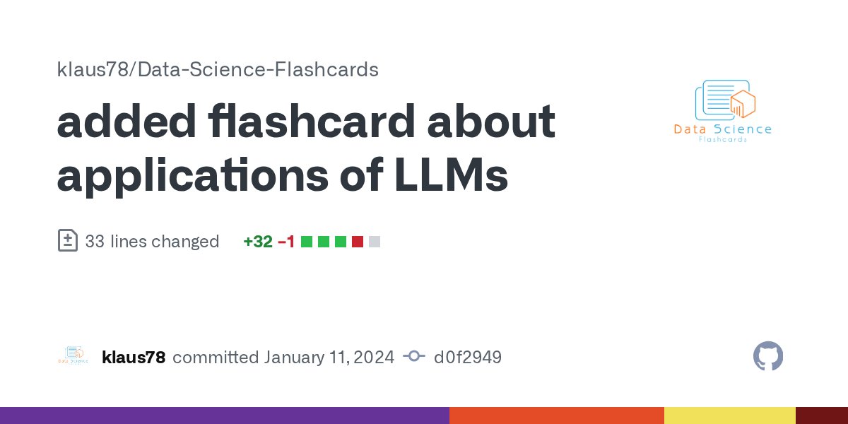magicklaus's tweet card. added flashcard about applications of LLMs · klaus78/Data-Science-Flashcards@d0f2949