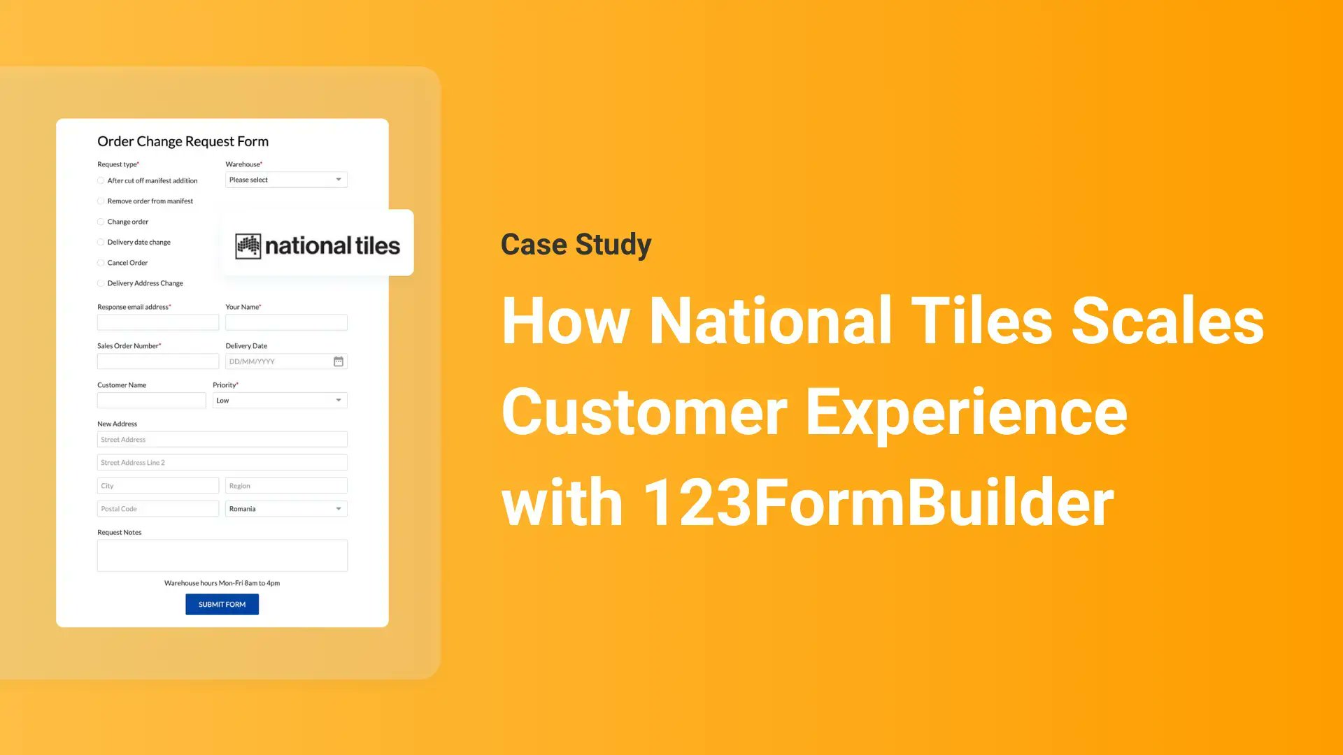 123formbuilder's tweet card. See how National Tiles uses 123FormBuilder Enterprise to scale operations, automate workflows, and integrate with Zendesk and Google Sheets.