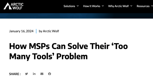 iototsecnews's tweet card. Tool Overload: Why MSPs Are Still Drowning with Countless Cybersecurity Tools in 2024 2024/06/20 TheHackerNews — ArcticWolf のブログ記事が、MSP と Security Tools という視点から、興味深い分析結果を提供している。 複雑なツールの状況： MS…