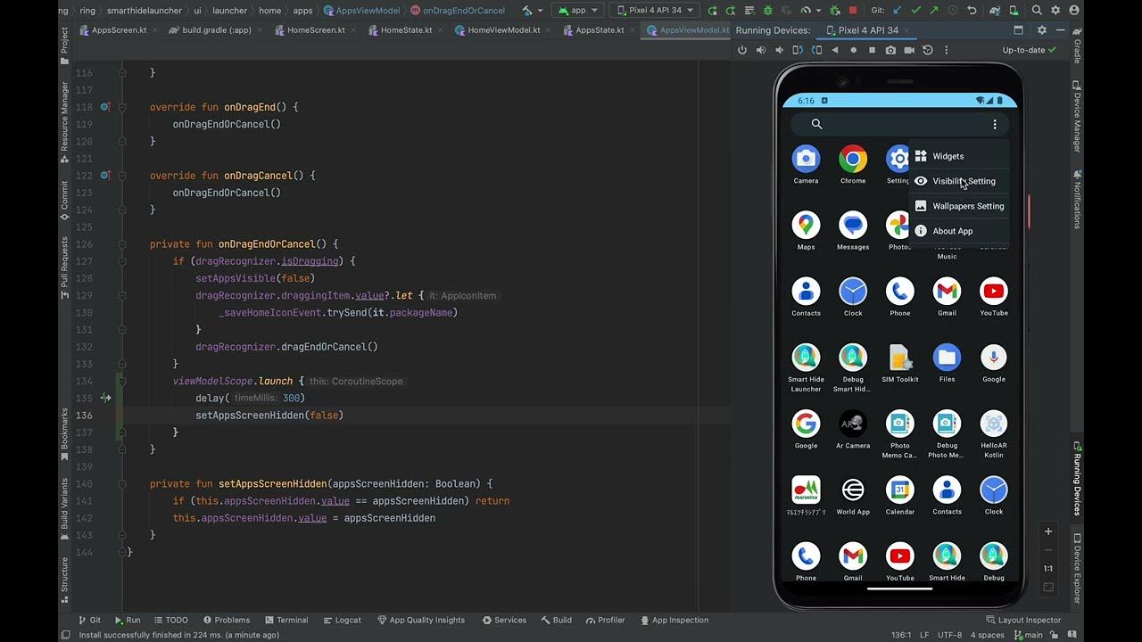 ringringcreator's tweet card. Smart Hide Launcher Coding -- improve design after register home app