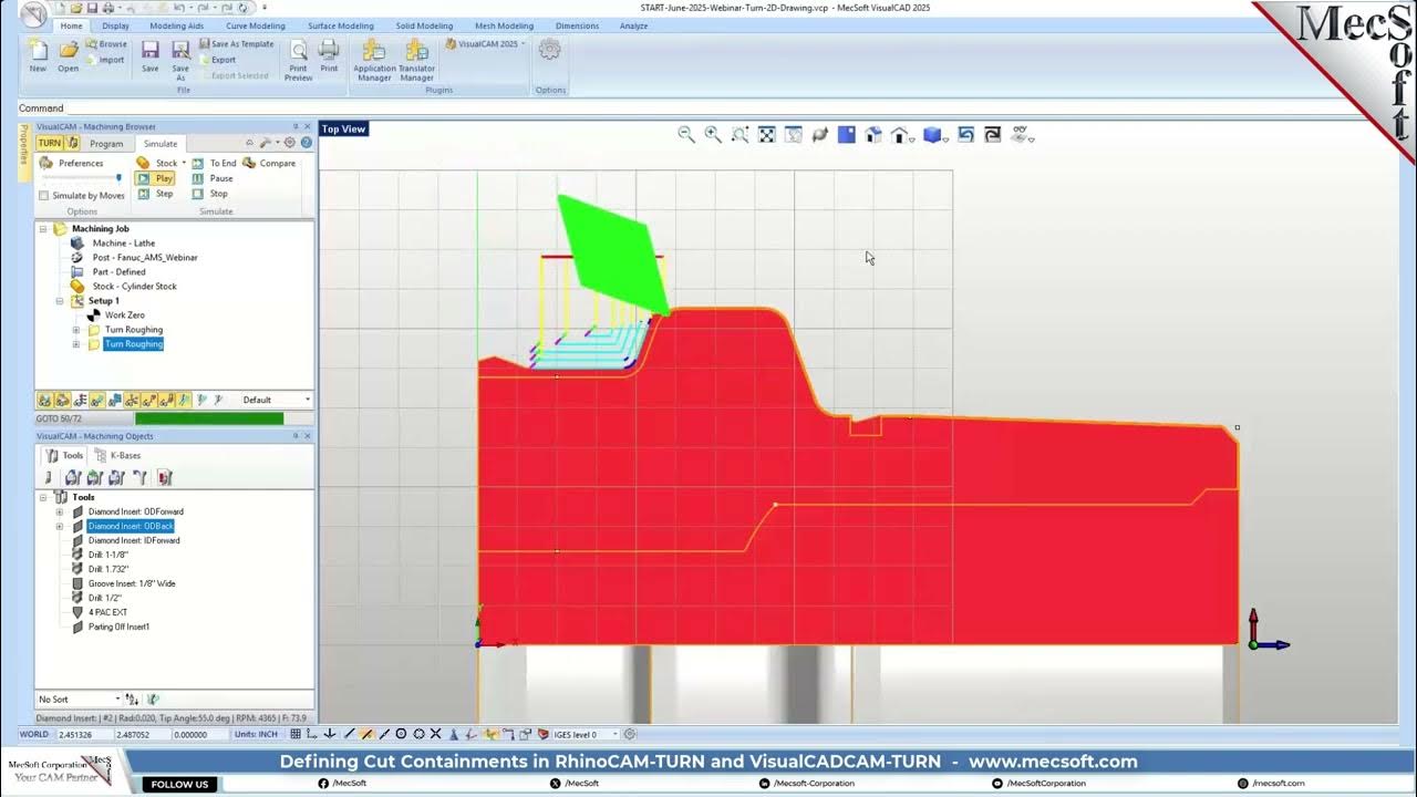 MecSoft's tweet card. Cut Containments in RhinoCAM-TURN and VisualCADCAM-TURN