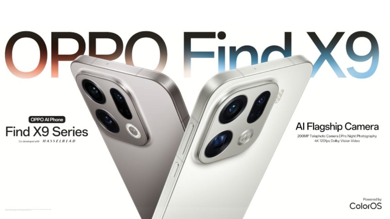 TechHounder's tweet card. OPPO is set to launch its Find X9 series in India in November 2025, featuring the powerful MediaTek Dimensity 9500 chipset, advanced Hasselblad Master