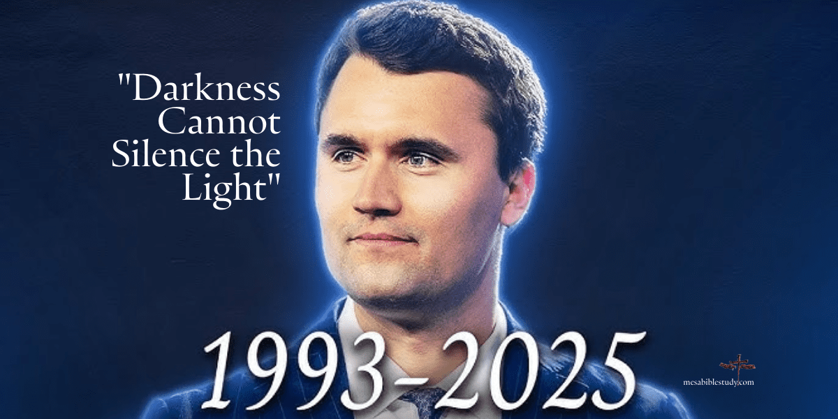 mesabiblestudy's tweet card. Charlie Kirk’s assassination reminds us of Paul’s words in Philippians 1. Darkness cannot silence the light of Christ. Stand firm, united, and unafraid.