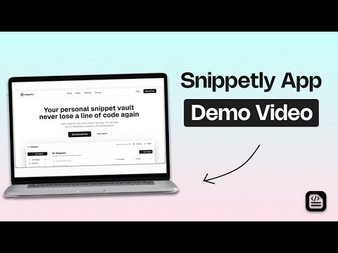 snippetly_xyz's tweet card. Snippetly app Demo Video | Save , organize & share code in seconds |...