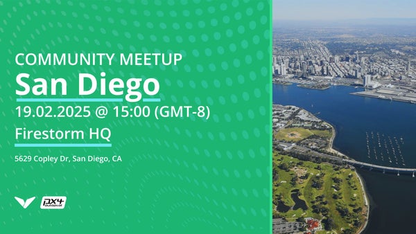 Dronecode's tweet card. Join us for the first Dronecode meetup in South California. Top community contributor Firestorm will be hosting the first event of the year at their offices in San Diego. W