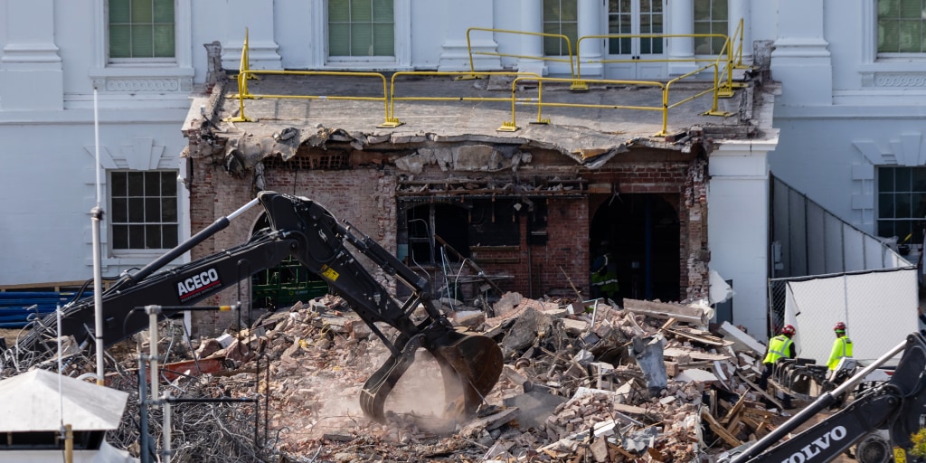 ewarren's tweet card. The East Wing's rapid razing bypassed a detailed process for major federal renovation projects in Washington. Now, Senate Democrats are demanding answers.