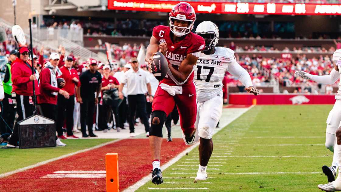 RazorbackComms's tweet card. Arkansas, led by interim head coach Bobby Petrino, continues its homestand at Donald W. Reynolds Razorback Stadium with an SEC showdown against Auburn. Kickoff is slated for 11:45 a.m. on Saturday,...
