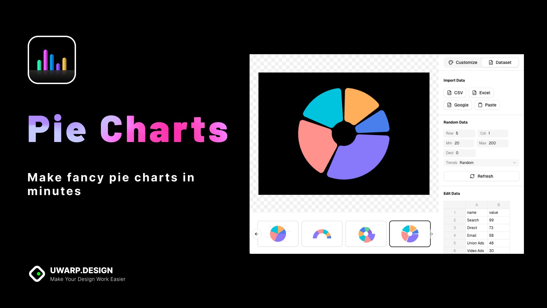819573105Vic's tweet card. Simple Pie/Donut chart Designed for quick and easy use, our tool is optimized for both illustrative and precise data visualization. Features More chart styles and you can even draw any graph as your...