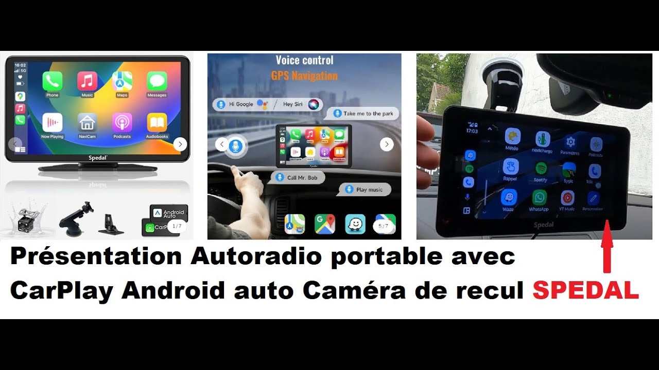 AUXMP3TV's tweet card. Autoradio portable avec CarPlay Android auto SPEDAL et caméra de recul