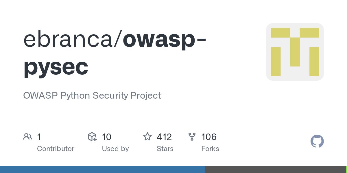 Python4Jobs's tweet card. OWASP Python Security Project. Contribute to ebranca/owasp-pysec development by creating an account on GitHub.