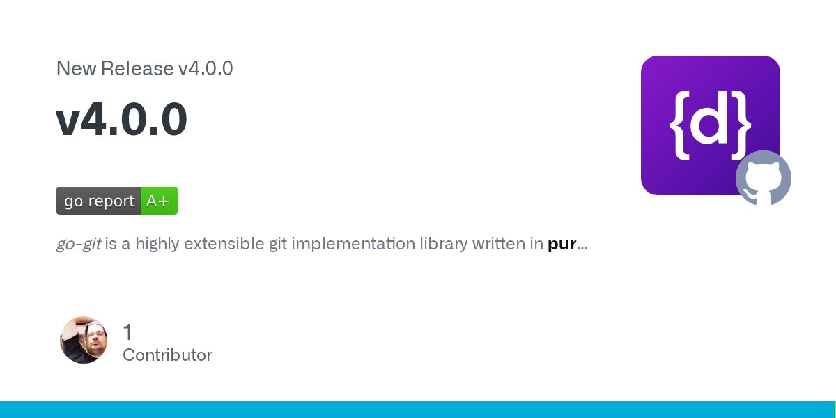golangweekly's tweet card. go-git is a highly extensible git implementation library written in pure Go. After almost 18 months of development, more than +700 commits, and 15 release candidates we are pleased to release the v...